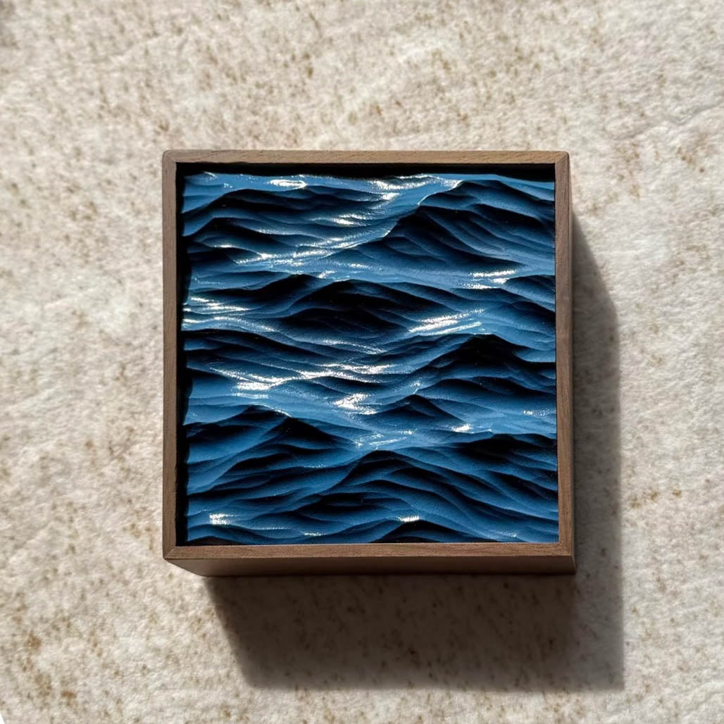 Handmade 3D Ocean Wave Textured Sculpture – Wall & Table Decor