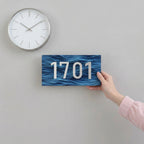 Embossed Ocean Wave House Number — Custom Handmade Door Plaque for Home Use