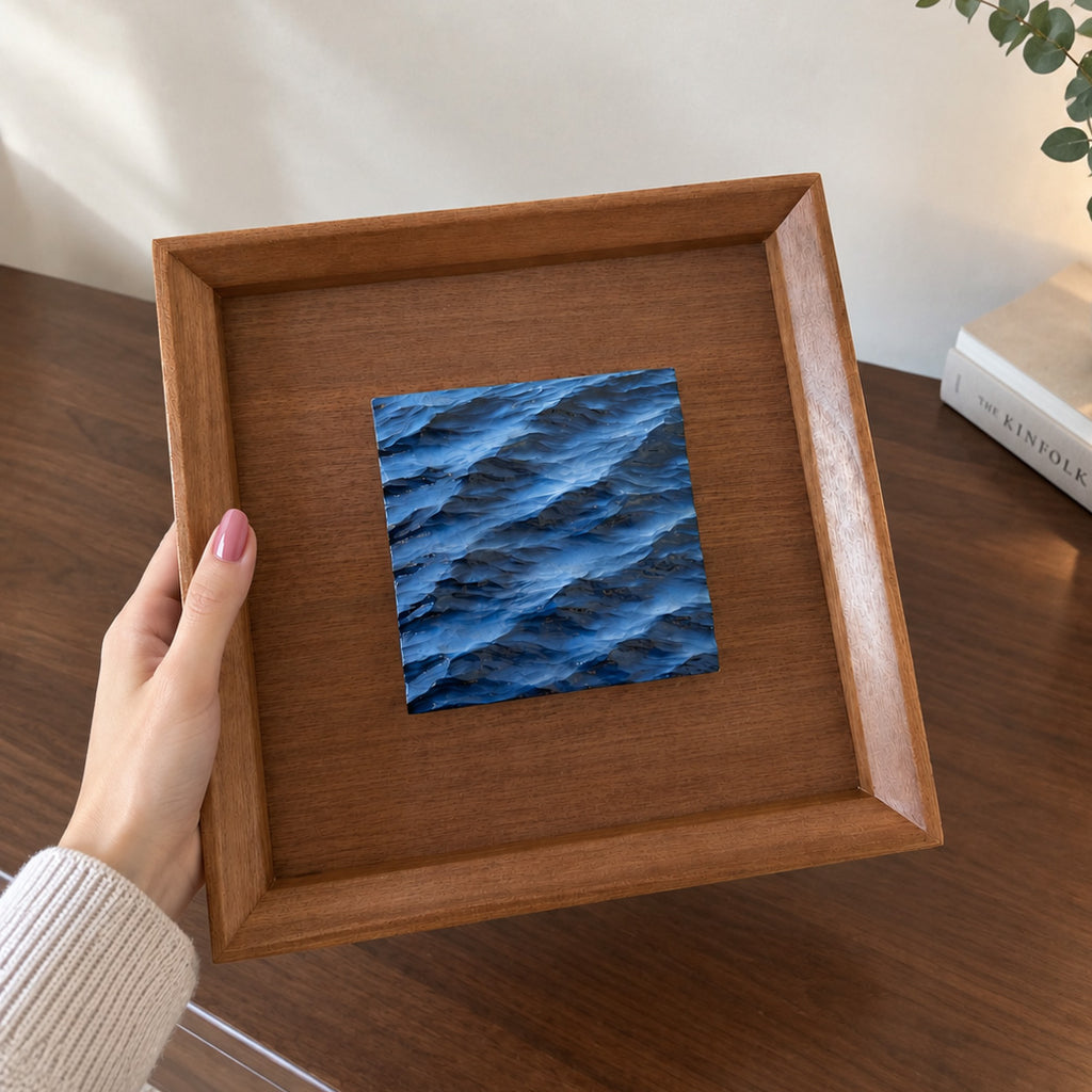 Handmade 3D Ocean Wave Sculpture Set in Large Wooden Frame – Wall & Table Art