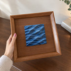 Handmade 3D Ocean Wave Sculpture Set in Large Wooden Frame – Wall & Table Art