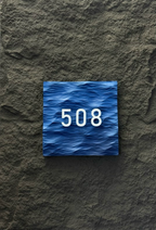 Embossed Ocean Wave House Number — Custom Handmade Door Plaque for Home Use