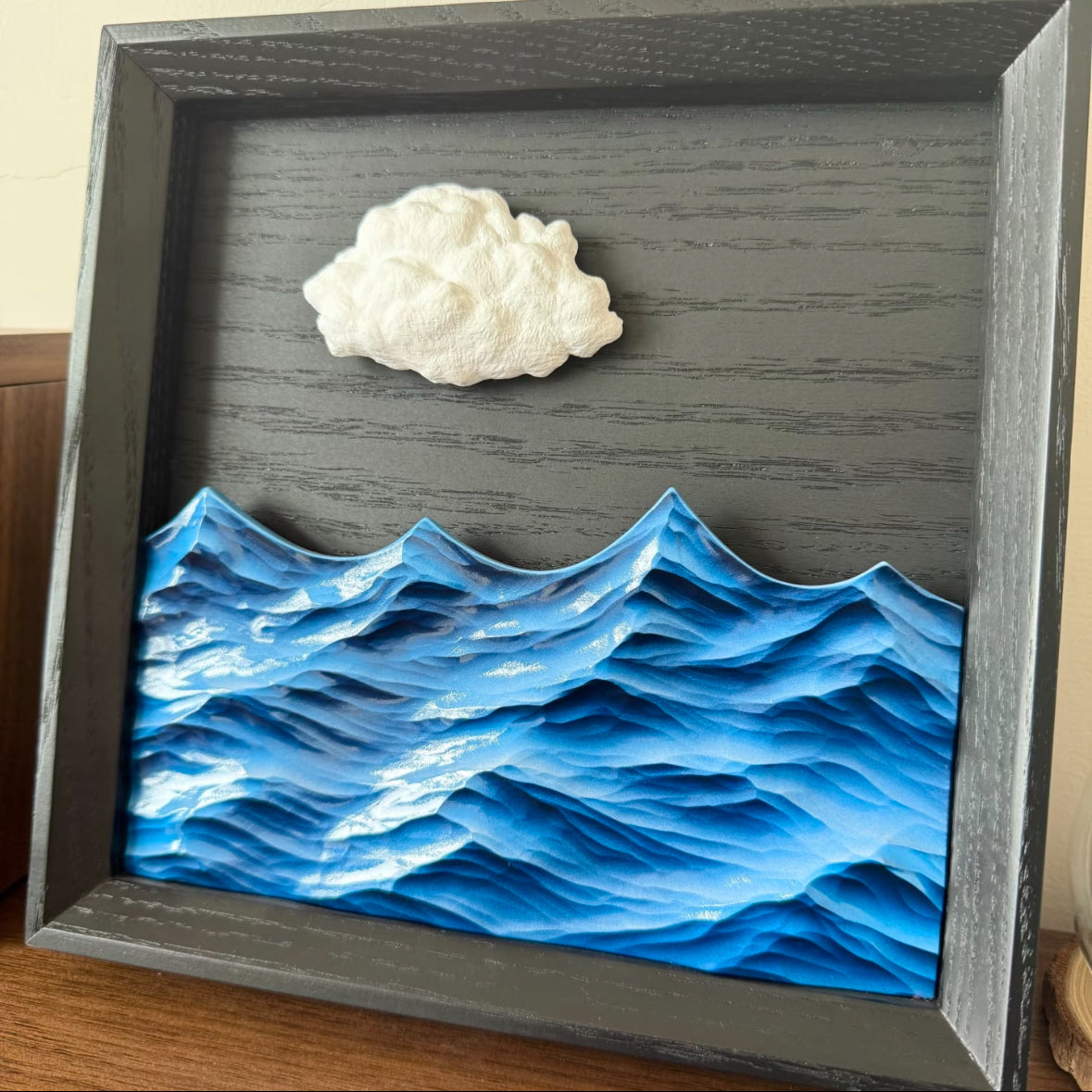 Floating Cloud on Ocean Wave 3D Sculpture – Wall & Table Decor