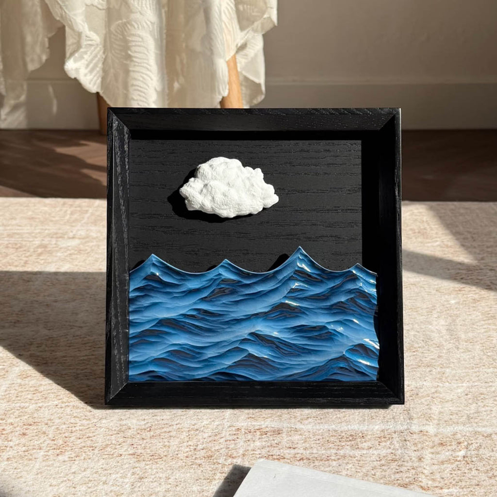 Floating Cloud on Ocean Wave 3D Sculpture – Wall & Table Decor