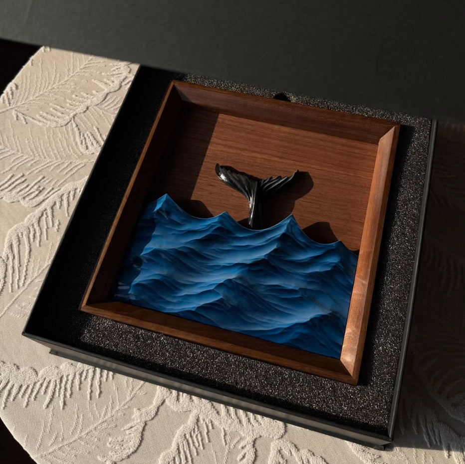 Mermaid Tail on Ocean Wave 3D Sculpture – Wall & Table Decor