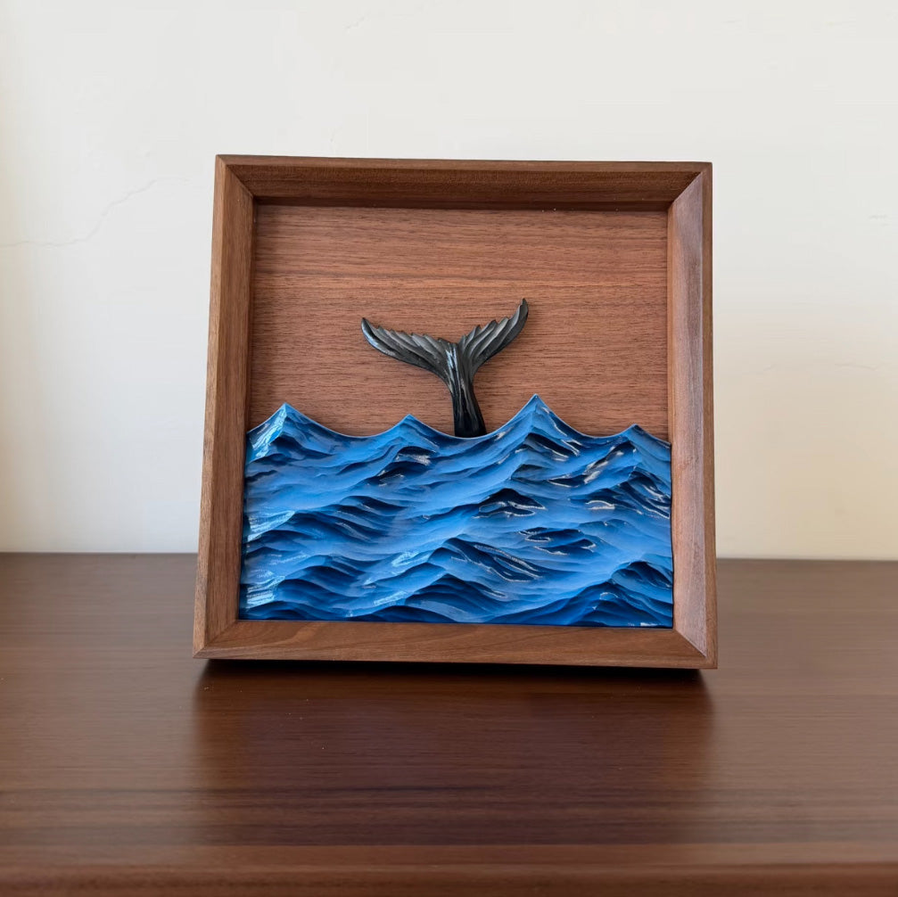 Mermaid Tail on Ocean Wave 3D Sculpture – Wall & Table Decor