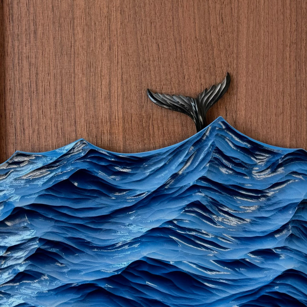 Mermaid Tail on Ocean Wave 3D Sculpture – Wall & Table Decor