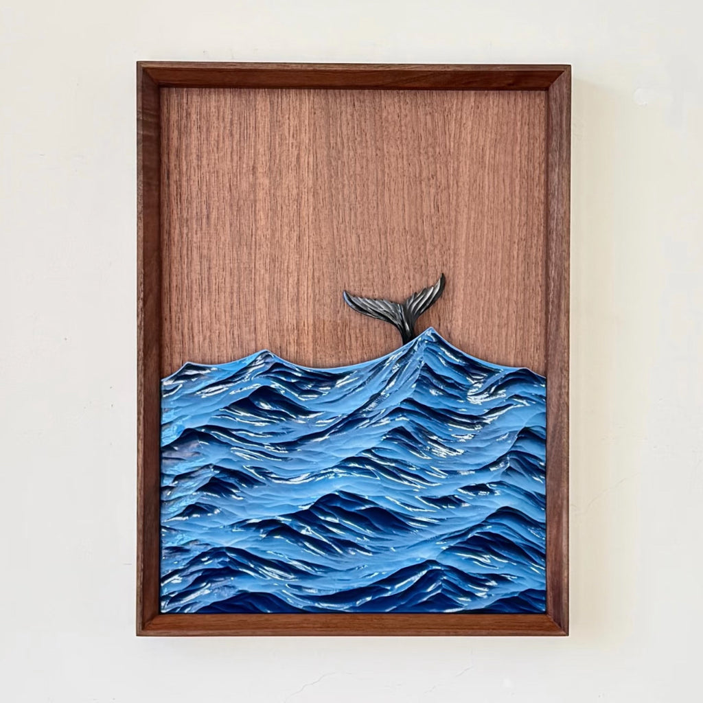 Mermaid Tail on Ocean Wave 3D Sculpture – Wall & Table Decor