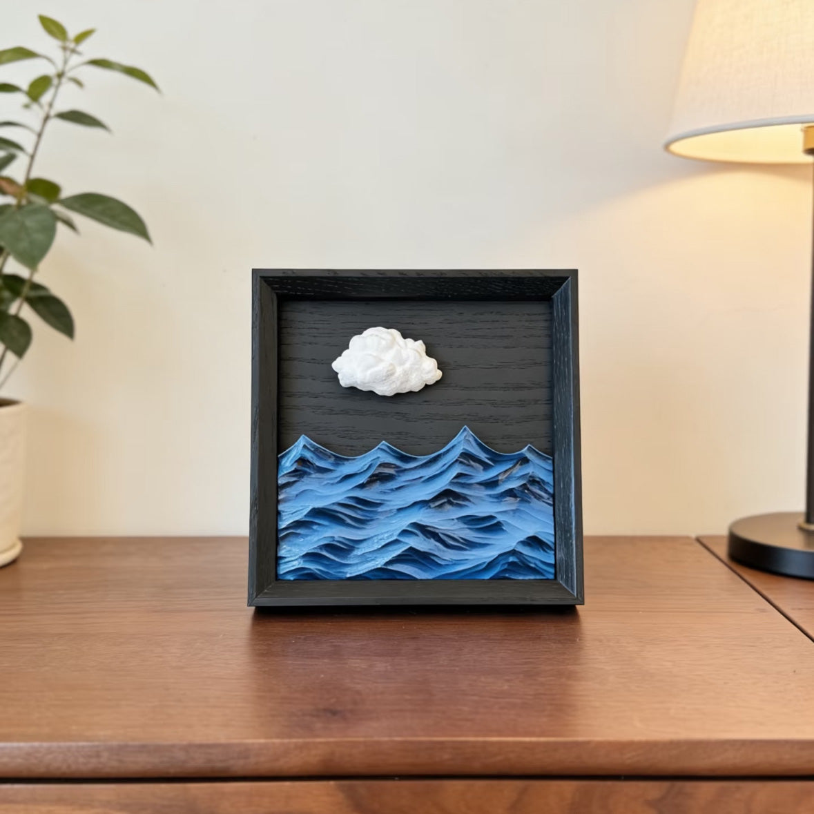 Floating Cloud on Ocean Wave 3D Sculpture – Wall & Table Decor