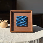 Handmade 3D Ocean Wave Sculpture Set in Large Wooden Frame – Wall & Table Art