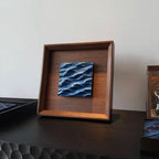 Handmade 3D Ocean Wave Sculpture Set in Large Wooden Frame – Wall & Table Art
