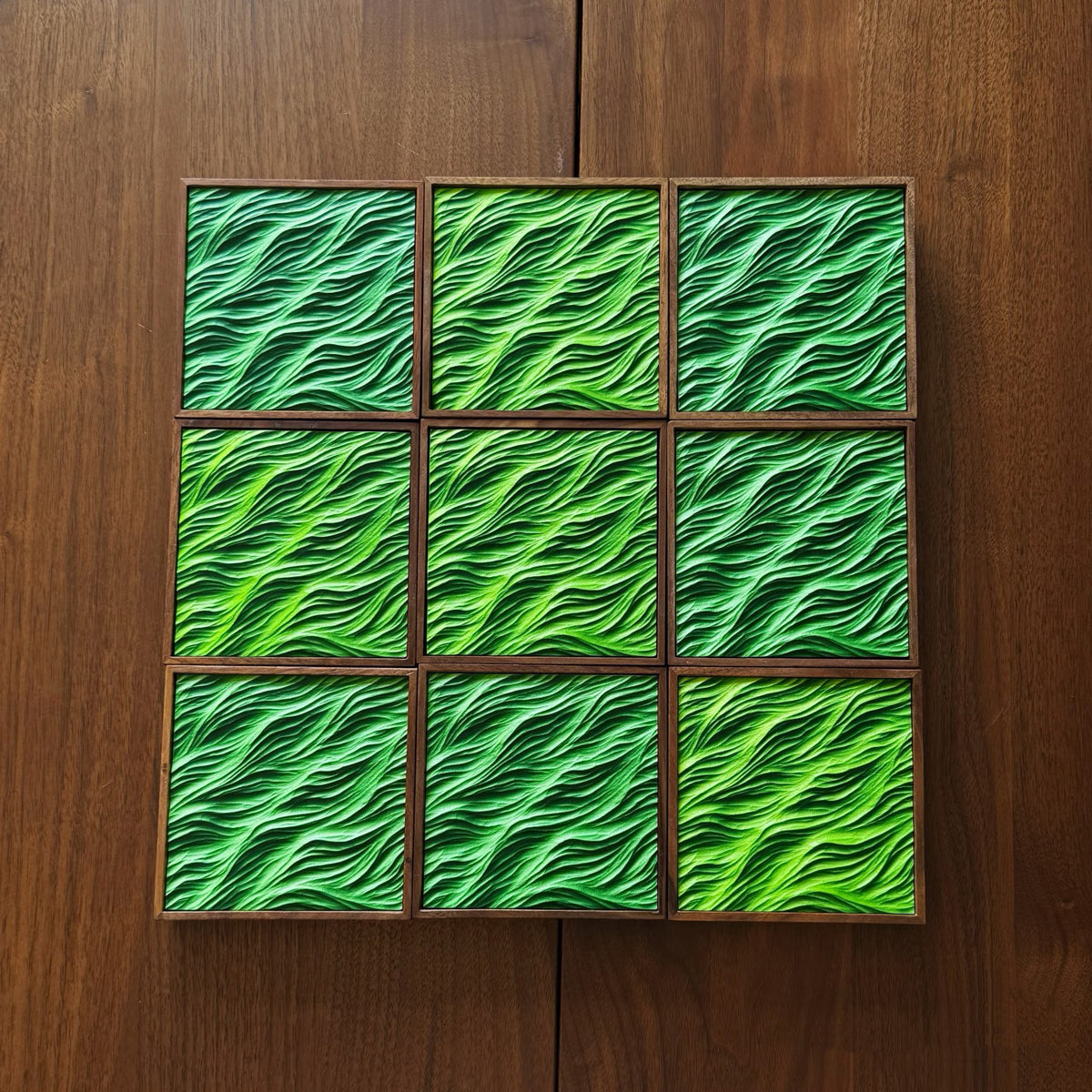 Spring Breeze 3D Green Grass Wave Sculpture – Wall & Table Decor
