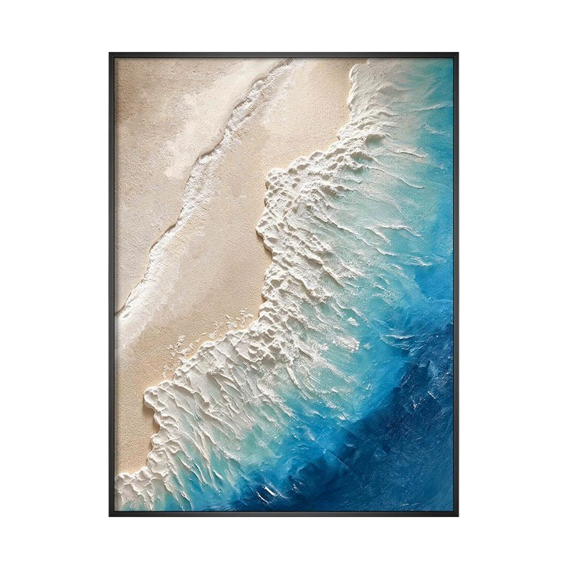 Hand-painted ocean waves with a textured sandstone finish——Wall Art