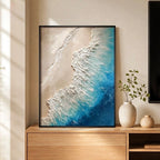 Hand-painted ocean waves with a textured sandstone finish——Wall Art