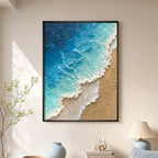 Hand-painted ocean waves with a textured sandstone finish——Wall Art