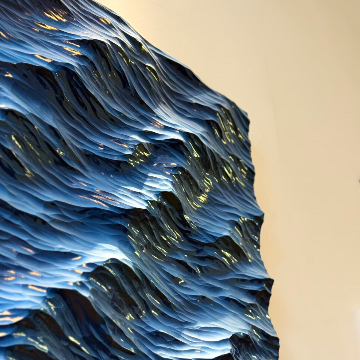 Handmade 3D Ocean Wave Textured Sculpture – Wall & Table Decor