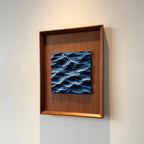 Handmade 3D Ocean Wave Sculpture Set in Large Wooden Frame – Wall & Table Art