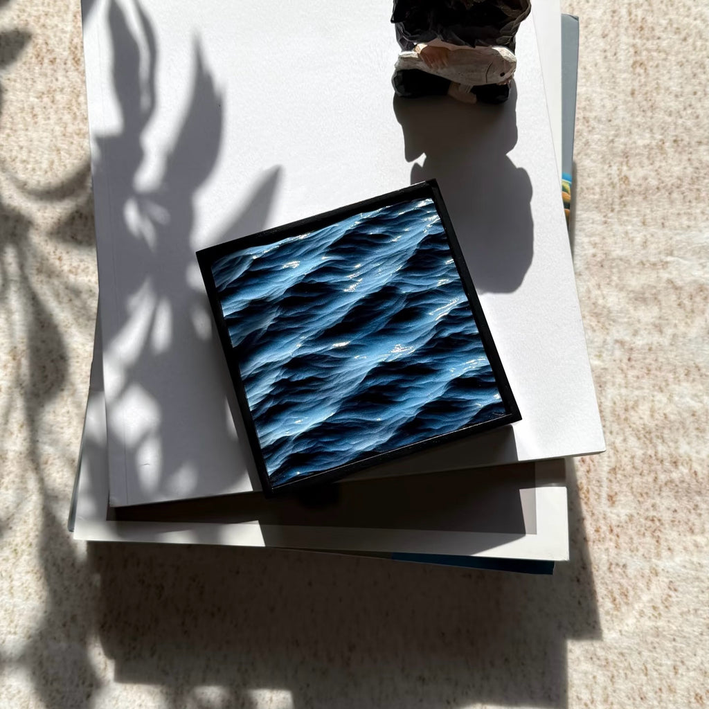 Handmade 3D Ocean Wave Textured Sculpture – Wall & Table Decor