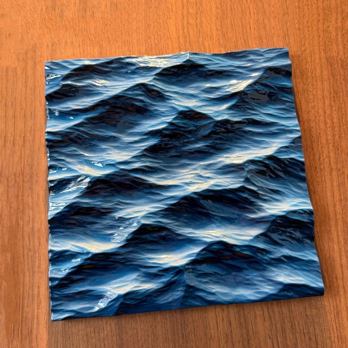 Handmade 3D Ocean Wave Textured Sculpture – Wall & Table Decor